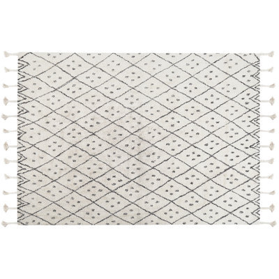 Beliani Rug Agadir Off-White 140 X 200 Cm Cotton - image 1