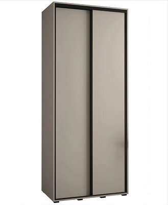 Arte Dakota I Sleek Cashmere & Black Sliding Door Wardrobe 1200mm H2350mm D600mm With Two Hanging Rails And Six Shelves - image 1