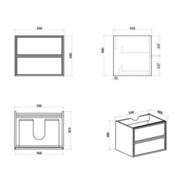 Plum&clay Jenner Clay Wall Hung Vanity Unit & Basin Set (W)600mm (H)500mm - thumbnail 3