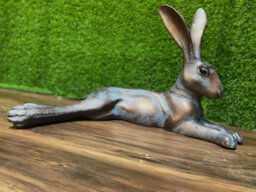 Inspirational Gifting Laying Hare Garden Sculpture Cast Aluminium Ornament - thumbnail 3