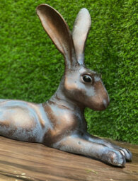 Inspirational Gifting Laying Hare Garden Sculpture Cast Aluminium Ornament - thumbnail 4