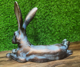 Inspirational Gifting Laying Hare Garden Sculpture Cast Aluminium Ornament - thumbnail 2