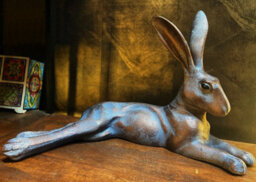 Inspirational Gifting Laying Hare Garden Sculpture Cast Aluminium Ornament - thumbnail 5