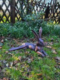 Inspirational Gifting Laying Hare Garden Sculpture Cast Aluminium Ornament - thumbnail 6