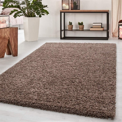 Wadan 80X150Cm Mocha Shaggy Rug - Rectangular Soft Touch Thick Pile Modern Area Rug - Rugs For Living & Bedroom Non Shedding - image 1