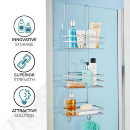 House Of Home Shower Caddy  3 Tier Over Door Shower Bathroom Storage Organiser, Silver Rust-Proof Nano-Coated - thumbnail 4