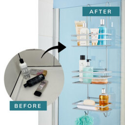 House Of Home Shower Caddy  3 Tier Over Door Shower Bathroom Storage Organiser, Silver Rust-Proof Nano-Coated - thumbnail 7