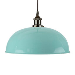 Duck Egg Blue Worcester Painted Dome Pendant Light With Black Nickel Lamp Holder And Black Round Cable - Se Home - thumbnail 1