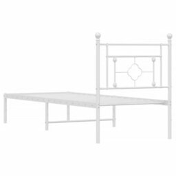 Berkfield Metal Bed Frame Without Mattress With Headboard White 75X190Cm - thumbnail 7