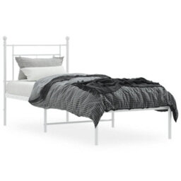 Berkfield Metal Bed Frame Without Mattress With Headboard White 75X190Cm - thumbnail 3