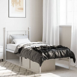 Berkfield Metal Bed Frame Without Mattress With Headboard White 75X190Cm - thumbnail 1