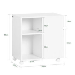 Sobuy Ask05-W, Home Office File Cabinet Printer Stand Storage Cabinet On Wheels Side Table End Table,white,w58Xd35Xh59.3 - thumbnail 3