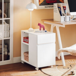 Sobuy Ask05-W, Home Office File Cabinet Printer Stand Storage Cabinet On Wheels Side Table End Table,white,w58Xd35Xh59.3 - thumbnail 2
