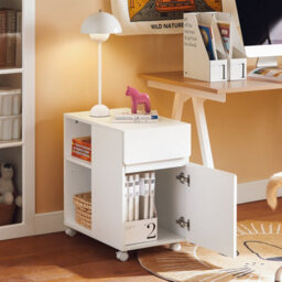 Sobuy Ask05-W, Home Office File Cabinet Printer Stand Storage Cabinet On Wheels Side Table End Table,white,w58Xd35Xh59.3 - thumbnail 9