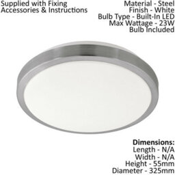 Stylish Wall Flush Ceiling Light With White Shade And Satin Nickel Finish - thumbnail 2
