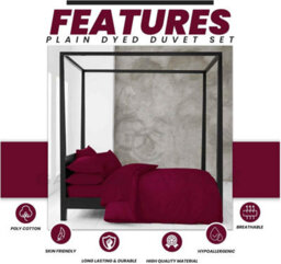 Gc Gaveno Cavailia Plain Dyed Duvet Cover Super King Polycotton Solid Bedding Set Breathable Lightweight Duvet Cover Bed Set Berry - thumbnail 2