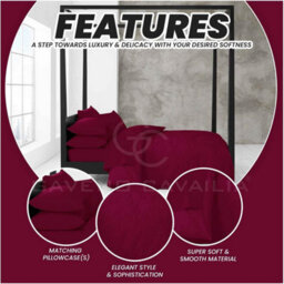 Gc Gaveno Cavailia Plain Dyed Duvet Cover Super King Polycotton Solid Bedding Set Breathable Lightweight Duvet Cover Bed Set Berry - thumbnail 4