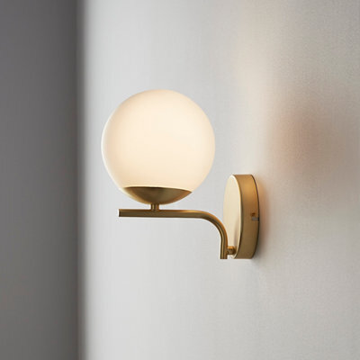 GoodHome Baldaz Matt Brass Effect Wired Wall Light - image 1