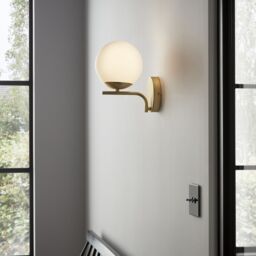 GoodHome Baldaz Matt Brass Effect Wired Wall Light - thumbnail 2