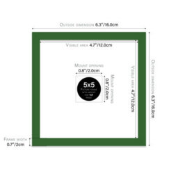 "5X5"" Green Picture Frame - 5X5"" Square Frame With 1X1"" Mount For 5X5""/1X1"" Pictures Luxurious Style Gallery Wall, 1 Pack" - thumbnail 2