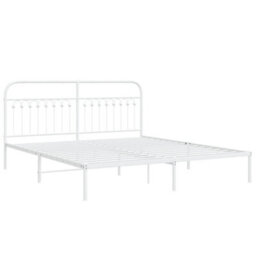 Berkfield Metal Bed Frame Without Mattress With Headboard White 183X203Cm - thumbnail 3
