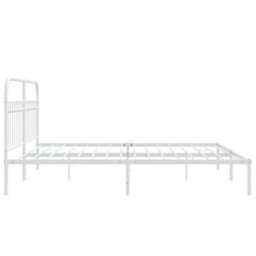 Berkfield Metal Bed Frame Without Mattress With Headboard White 183X203Cm - thumbnail 5