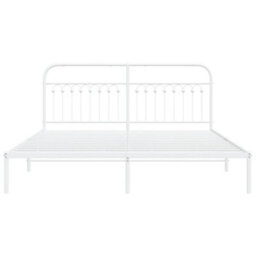 Berkfield Metal Bed Frame Without Mattress With Headboard White 183X203Cm - thumbnail 4