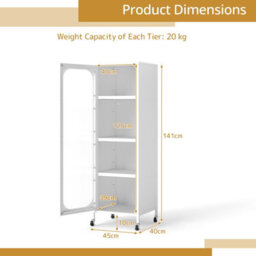 Gainoom 5-Tier White Metal Storage Cabinet Tall Narrow Kitchen Pantry With Adjustable Shelves - thumbnail 2
