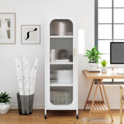 Gainoom 5-Tier White Metal Storage Cabinet Tall Narrow Kitchen Pantry With Adjustable Shelves - thumbnail 4