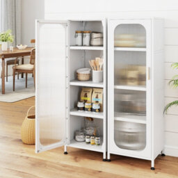Gainoom 5-Tier White Metal Storage Cabinet Tall Narrow Kitchen Pantry With Adjustable Shelves - thumbnail 5