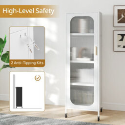 Gainoom 5-Tier White Metal Storage Cabinet Tall Narrow Kitchen Pantry With Adjustable Shelves - thumbnail 8