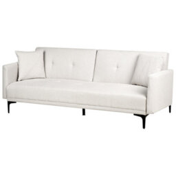 Beliani Sofa Bed 3 Seater Lucan Fabric Light Beige - thumbnail 5