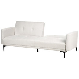 Beliani Sofa Bed 3 Seater Lucan Fabric Light Beige - thumbnail 6