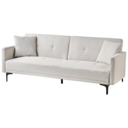 Beliani Sofa Bed 3 Seater Lucan Fabric Light Beige - thumbnail 4
