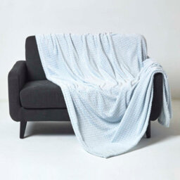 Homescapes Pastel Blue Mora Faux Fur Velvet Throw 130 X 160 Cm