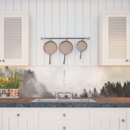 Splashwall Matt Black & White Misty Woods Acrylic Splashback, (H)600mm (W)2440mm (T)4mm - thumbnail 2