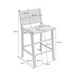 Sweeek - Set Of 2 Bar Stools Made Of Walnut Coloured Rubberwood With Beige Rope Seating, Joy, 49.5X51X96 Cm - thumbnail 5