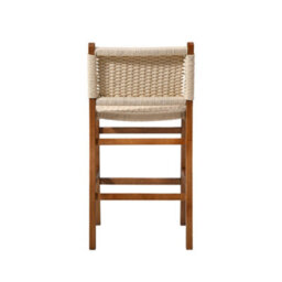 Sweeek - Set Of 2 Bar Stools Made Of Walnut Coloured Rubberwood With Beige Rope Seating, Joy, 49.5X51X96 Cm - thumbnail 4