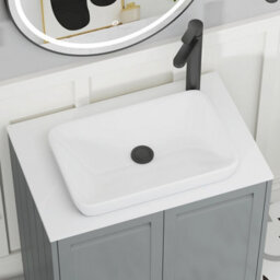 Royal Bathrooms Royal Bathroom Elmore 800mm Matt Pebble Grey Freestanding Bathroom Vanity Unit 2 Drawer Plain White Worktop With Qubix Basin - thumbnail 4