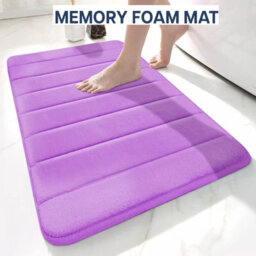 Ameha Memory Foam Bath Mat Non Slip Lilac Super Absorbent Bathroom Mat 50 X 80 Cm Extra Soft & Comfortable Mats