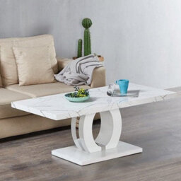 Furniture in Fashion Halo High Gloss Coffee Table In White And Vida Marble Effect
