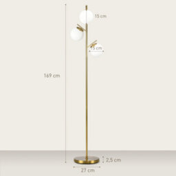 Homcom 3 Light Standing Tree Floor Lamp For Living Room Bedroom, Gold - thumbnail 3