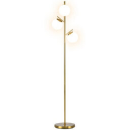 Homcom 3 Light Standing Tree Floor Lamp For Living Room Bedroom, Gold - thumbnail 2