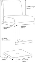 Lamboro Snella White Real Leather Kitchen Bar Stool, Adjustable Height With Weighted Base - thumbnail 6