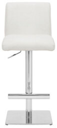 Lamboro Snella White Real Leather Kitchen Bar Stool, Adjustable Height With Weighted Base - thumbnail 3