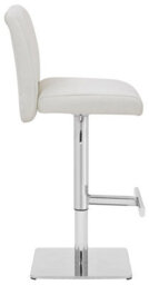 Lamboro Snella White Real Leather Kitchen Bar Stool, Adjustable Height With Weighted Base - thumbnail 2