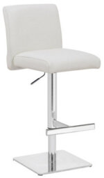 Lamboro Snella White Real Leather Kitchen Bar Stool, Adjustable Height With Weighted Base - thumbnail 1