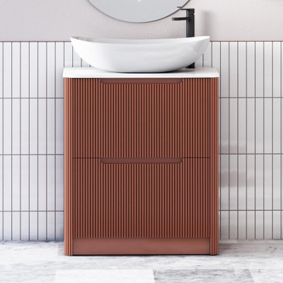 Royal Bathrooms Avenza 800mm Terracotta Clay Floor Standing Countertop Bathroom Vanity Unit 2 Drawer With Cesar Basin - image 1