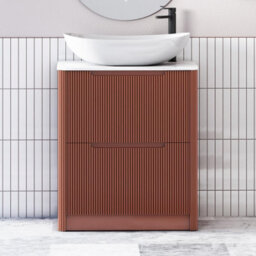 Royal Bathrooms Avenza 800mm Terracotta Clay Floor Standing Countertop Bathroom Vanity Unit 2 Drawer With Cesar Basin
