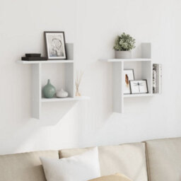 Berkfield Wall Shelves 2 Pcs White 50X12X50 Cm Engineered Wood - thumbnail 3
